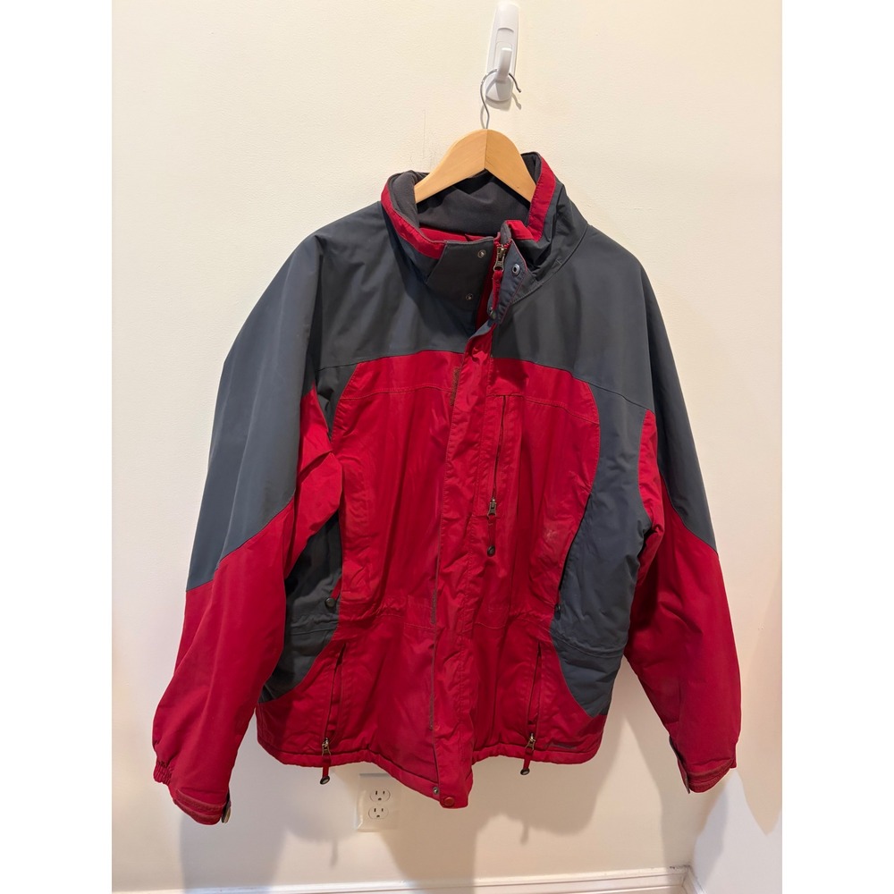 LL Bean Mens XL Regular Red Gray Colorblock Insulated Winter Ski Jacket 0PH13
